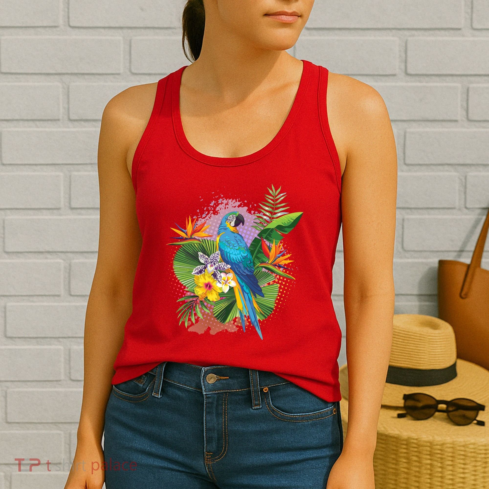 Tropical Paradise Flower Parrot Women's Tank Top
