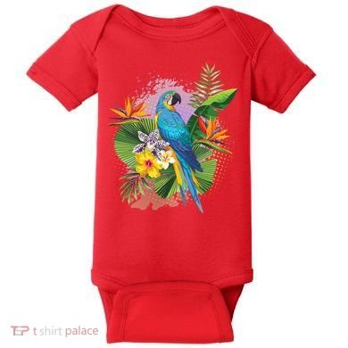 Tropical Paradise Flower Parrot Baby Bodysuit