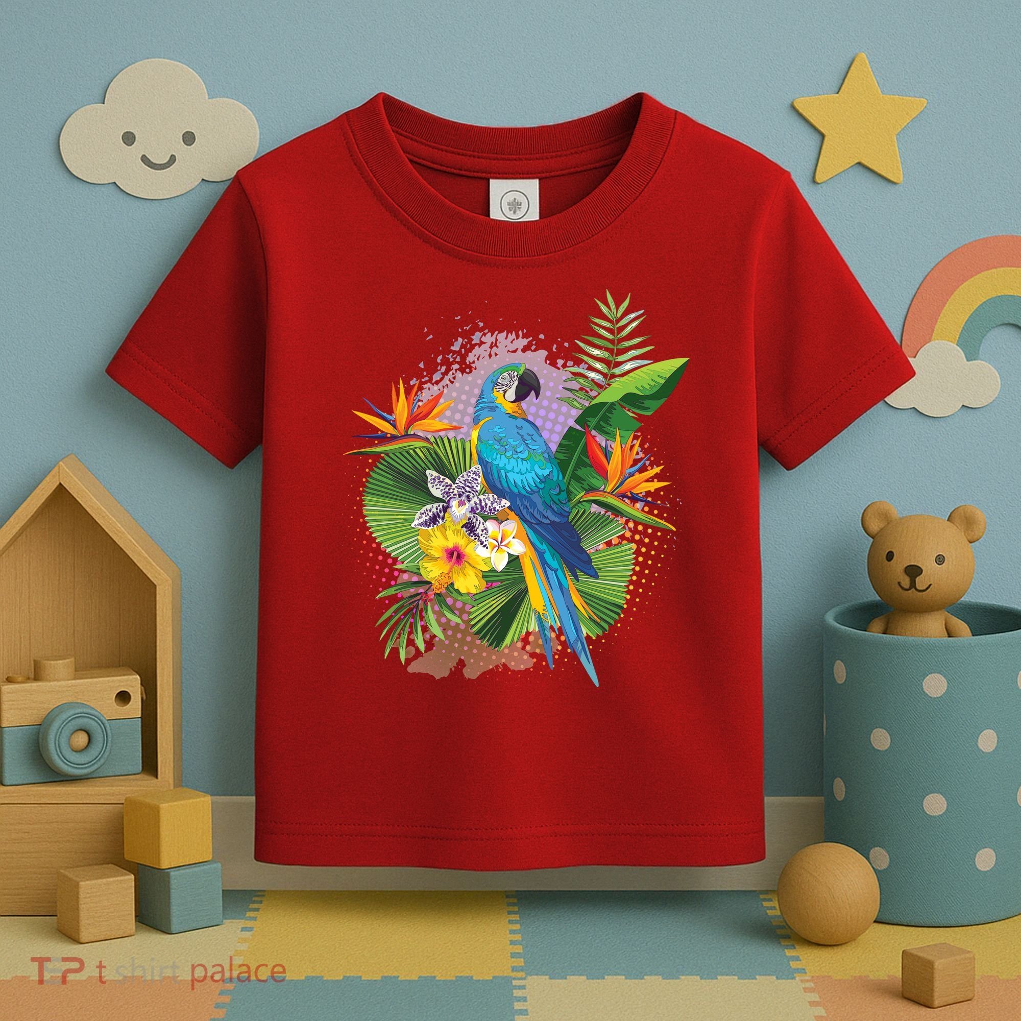 Tropical Paradise Flower Parrot Toddler T-Shirt