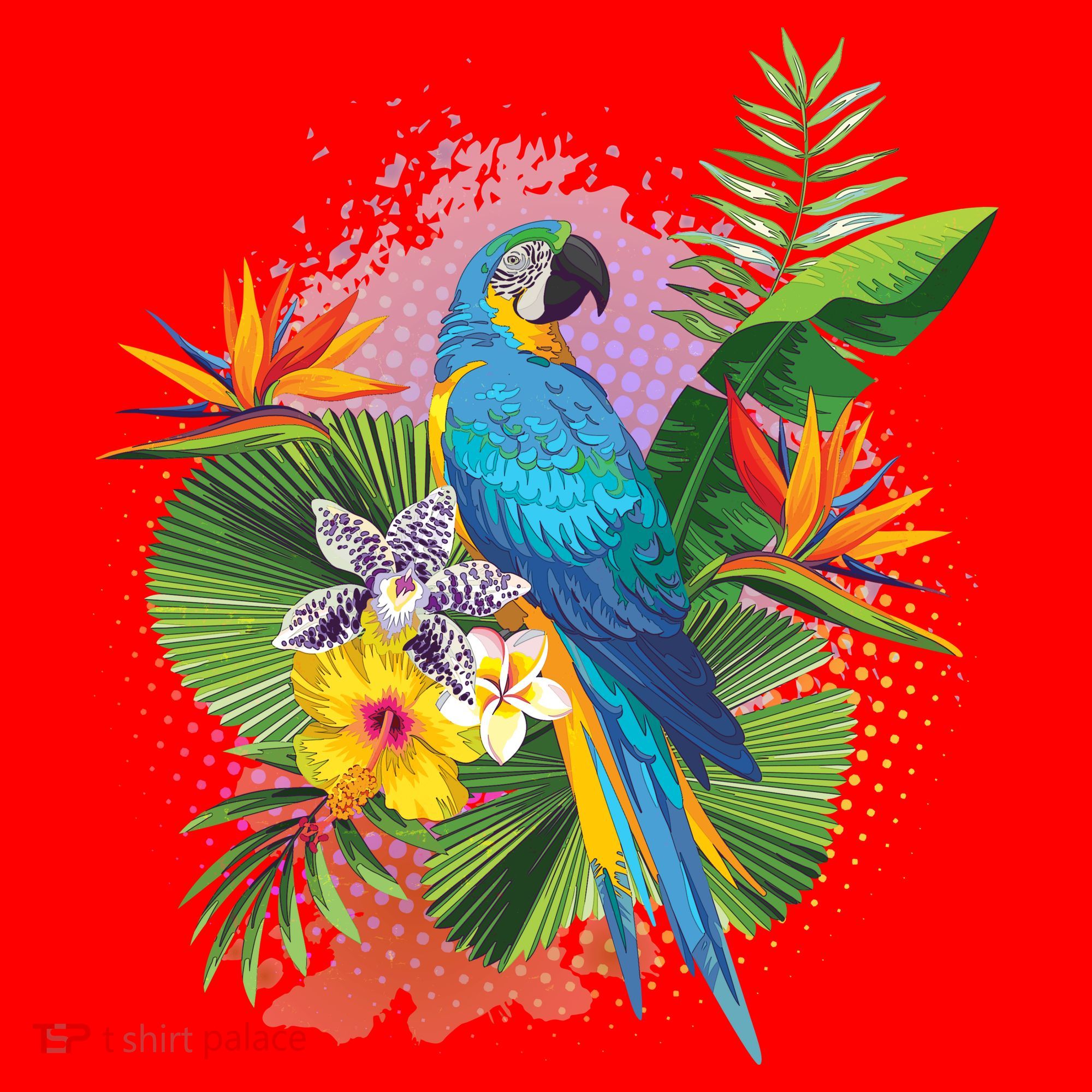 Tropical Paradise Flower Parrot Women's Long Sleeve Shirt