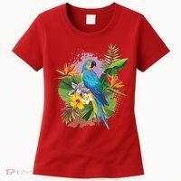 Tropical Paradise Flower Parrot Women's T-Shirt thumb 0