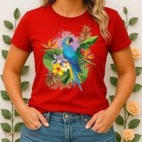 Tropical Paradise Flower Parrot Women's T-Shirt thumb 2