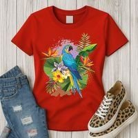 Tropical Paradise Flower Parrot Women's T-Shirt thumb 3