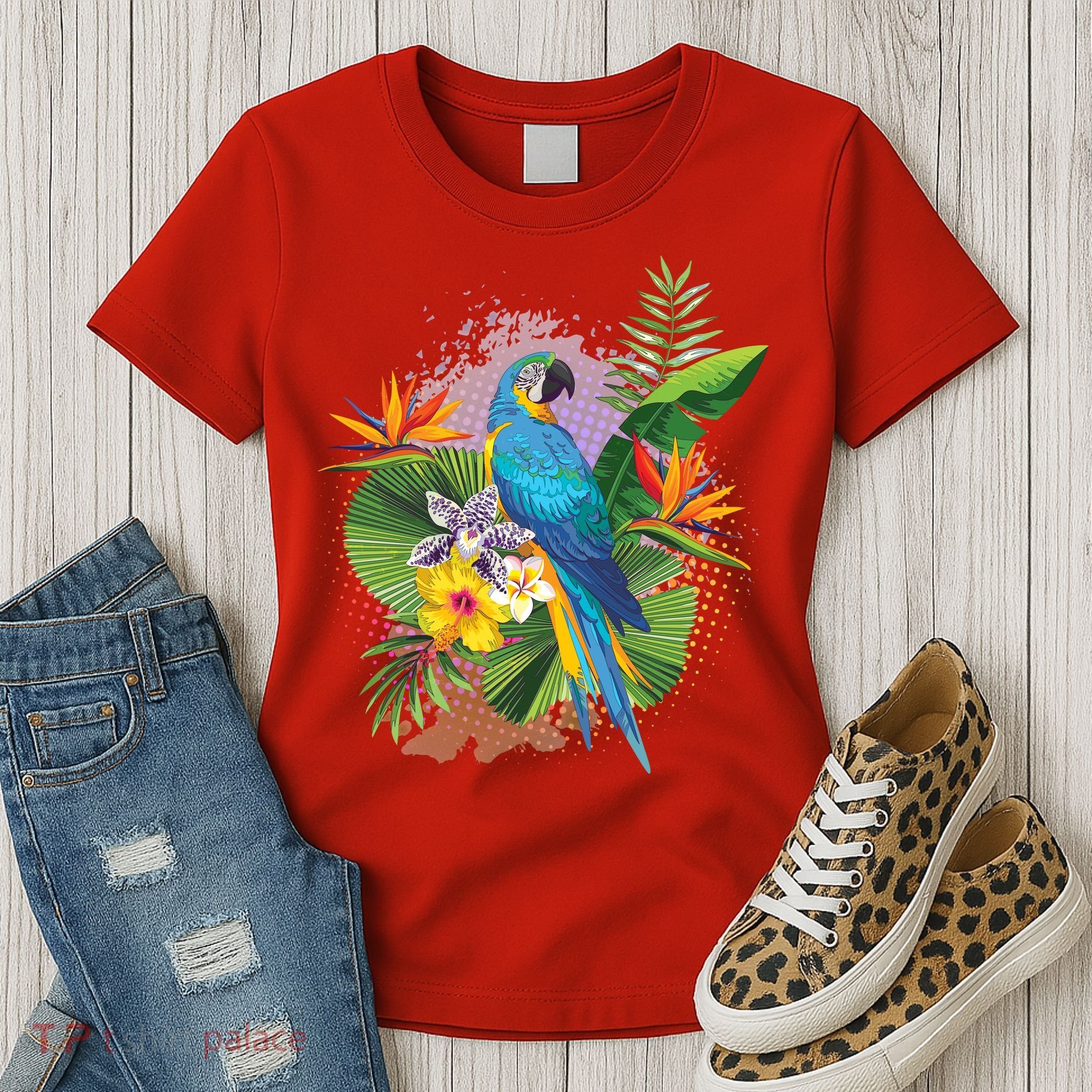 Tropical Paradise Flower Parrot Women's T-Shirt