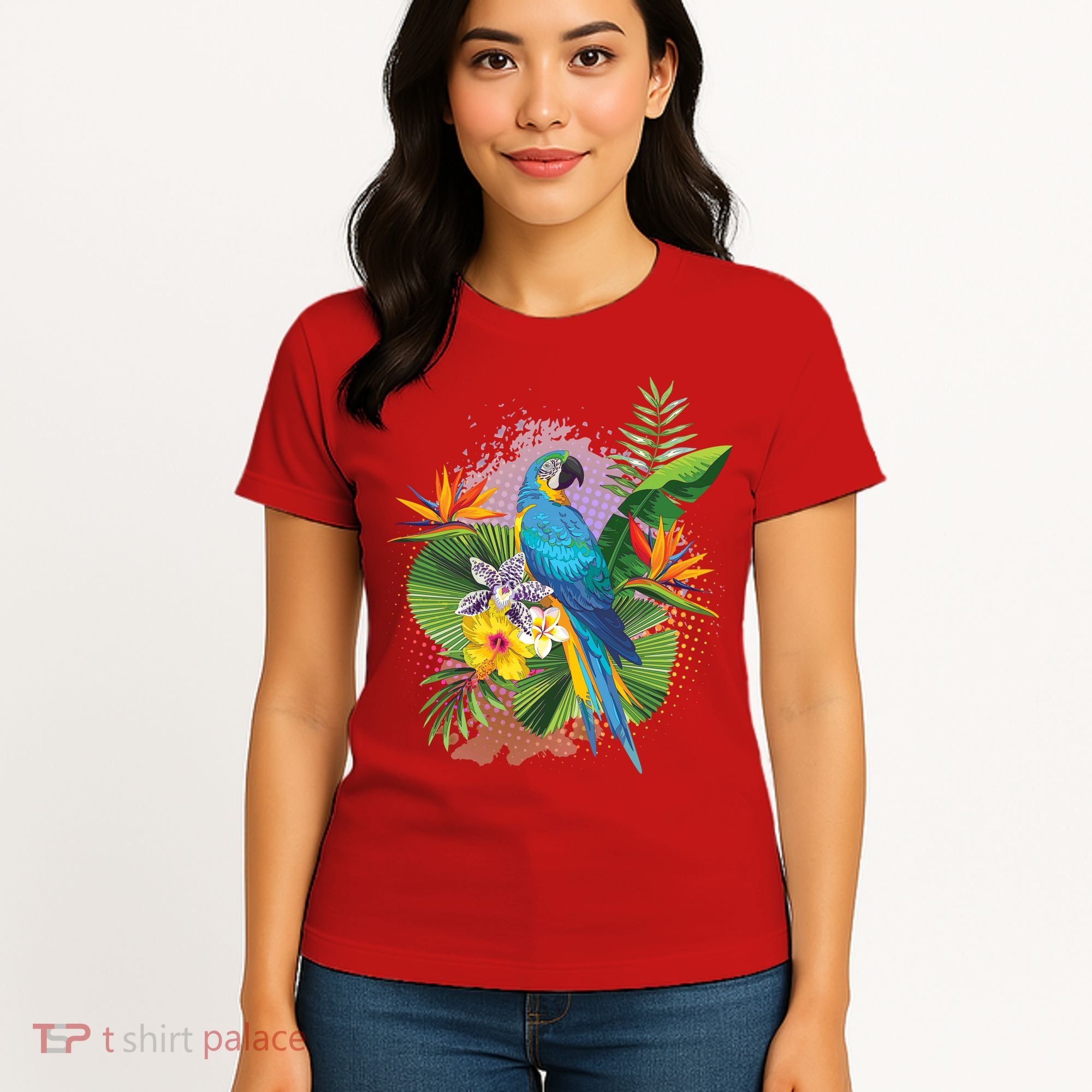 Tropical Paradise Flower Parrot Women's T-Shirt