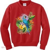 Tropical Paradise Flower Parrot Kids Sweatshirt thumb 0
