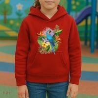Tropical Paradise Flower Parrot Kids Hoodie thumb 3