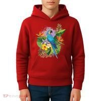 Tropical Paradise Flower Parrot Kids Hoodie thumb 4