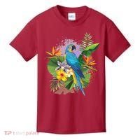 Tropical Paradise Flower Parrot Kids T-Shirt thumb 0