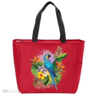 Tropical Paradise Flower Parrot Tote Bag