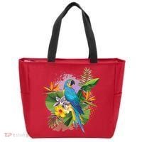 Tropical Paradise Flower Parrot Tote Bag thumb 0