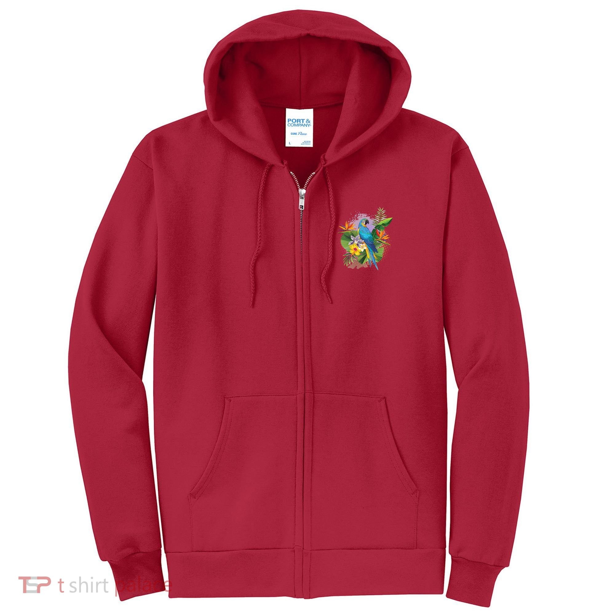 Tropical Paradise Flower Parrot Full Zip Hoodie