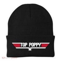 Top Poppy Funny Father Grandpa 80s Father's Day Gift Beanie thumb 0