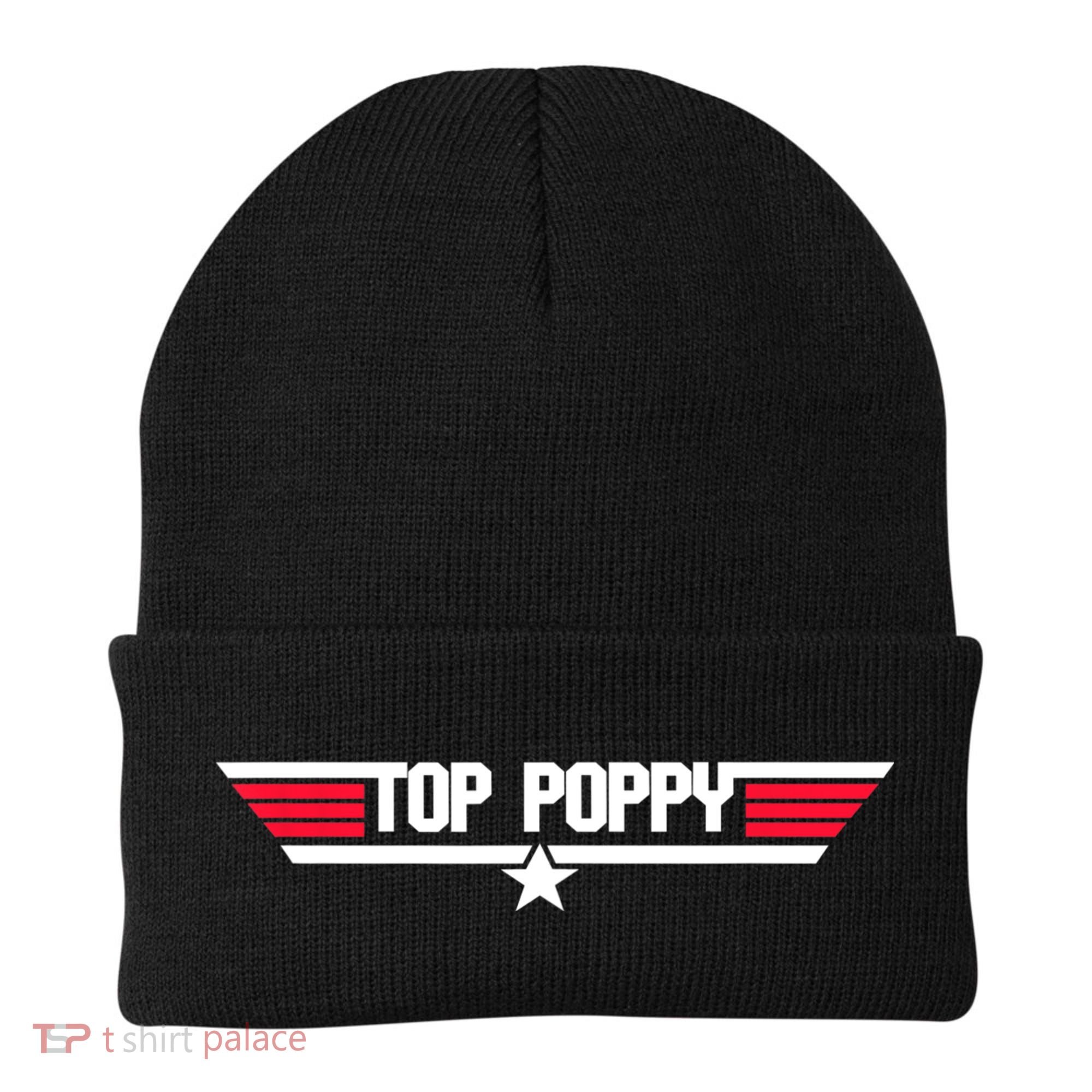 Top Poppy Funny Father Grandpa 80s Father's Day Gift Beanie