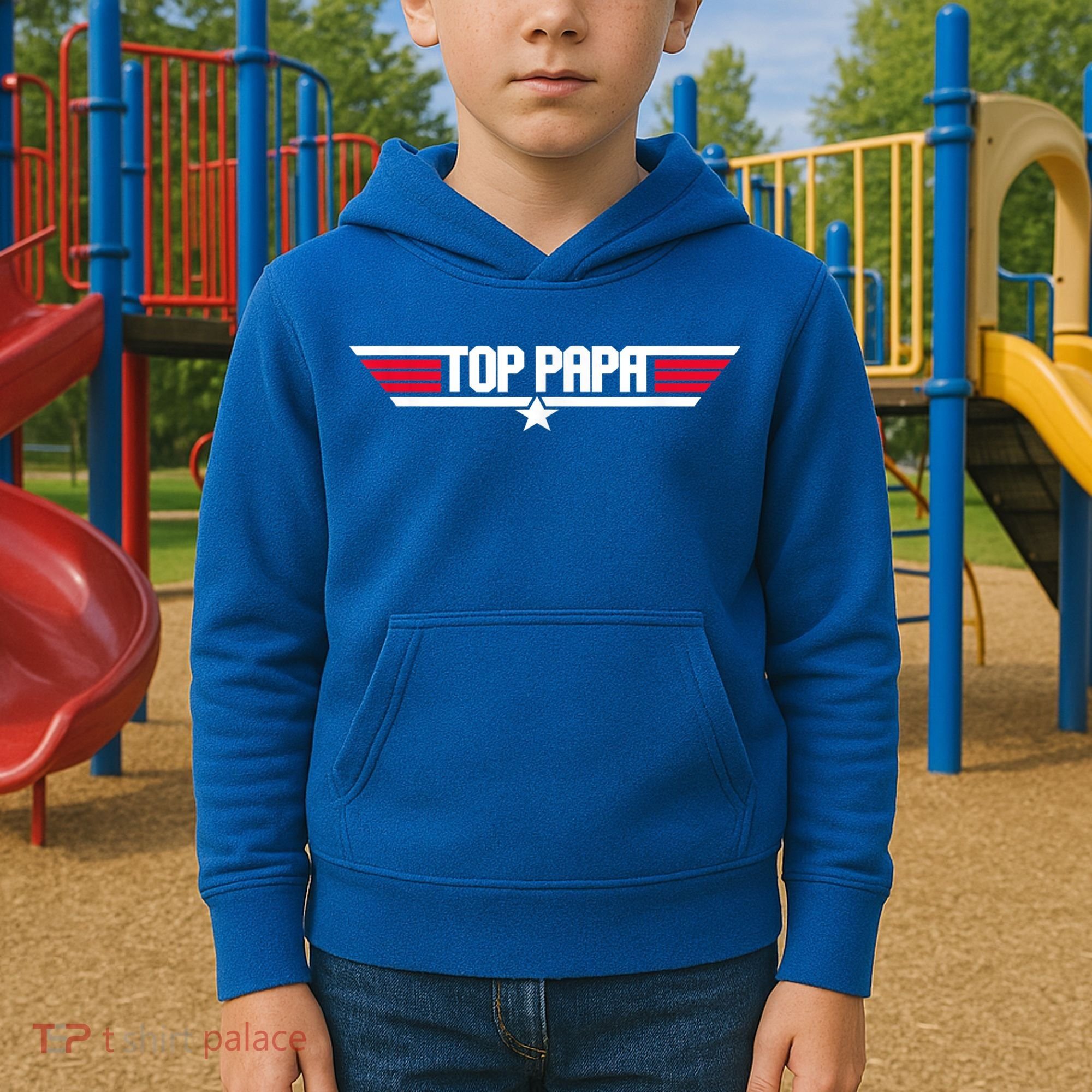 Top Papa Funny Father Grandpa 80s Father's Day Gift Kids Hoodie