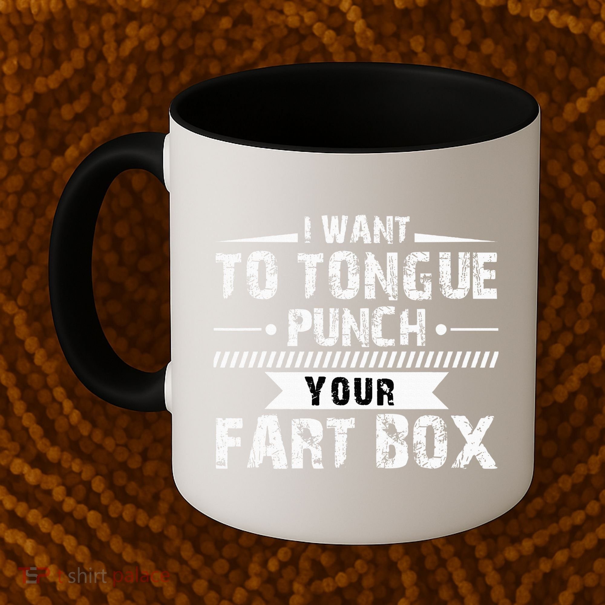 Tongue Punch Fart Box Funny Word Pun Humor Sarcasm Joke Gag Coffee Mug