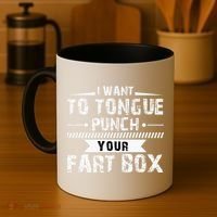 Tongue Punch Fart Box Funny Word Pun Humor Sarcasm Joke Gag Coffee Mug thumb 4