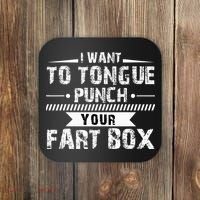 Tongue Punch Fart Box Funny Word Pun Humor Sarcasm Joke Gag Coaster thumb 0