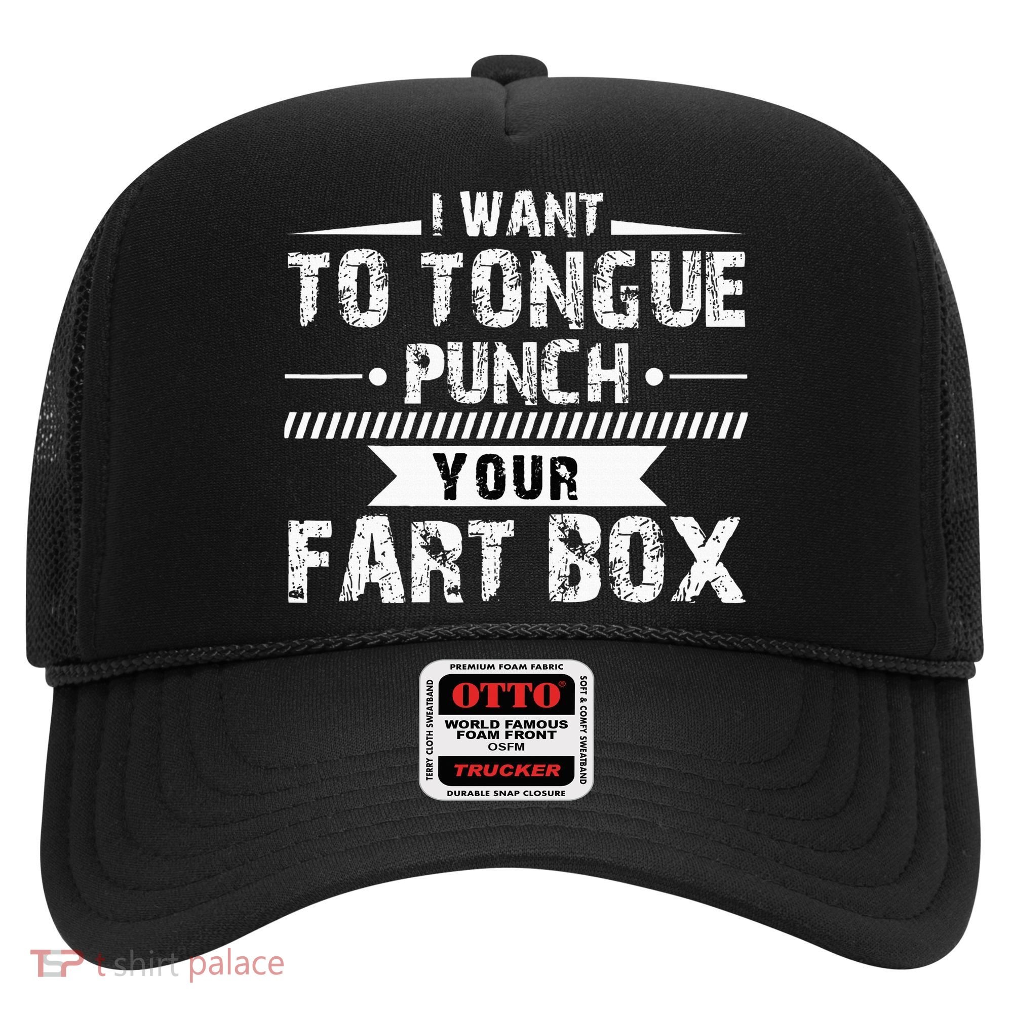 Tongue Punch Fart Box Funny Word Pun Humor Sarcasm Joke Gag Hat