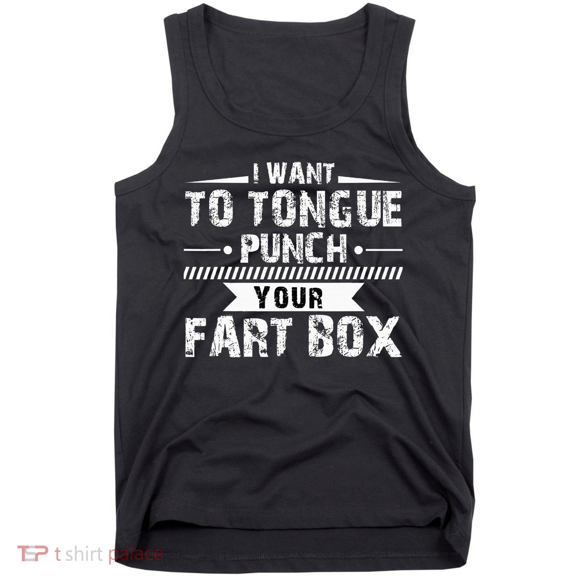 Tongue Punch Fart Box Funny Word Pun Humor Sarcasm Joke Gag Tank Top