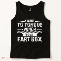 Tongue Punch Fart Box Funny Word Pun Humor Sarcasm Joke Gag Tank Top thumb 2