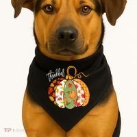 Thankful Pumpkin Fall Autumn Cute Halloween USA-Made Doggie Bandana thumb 1