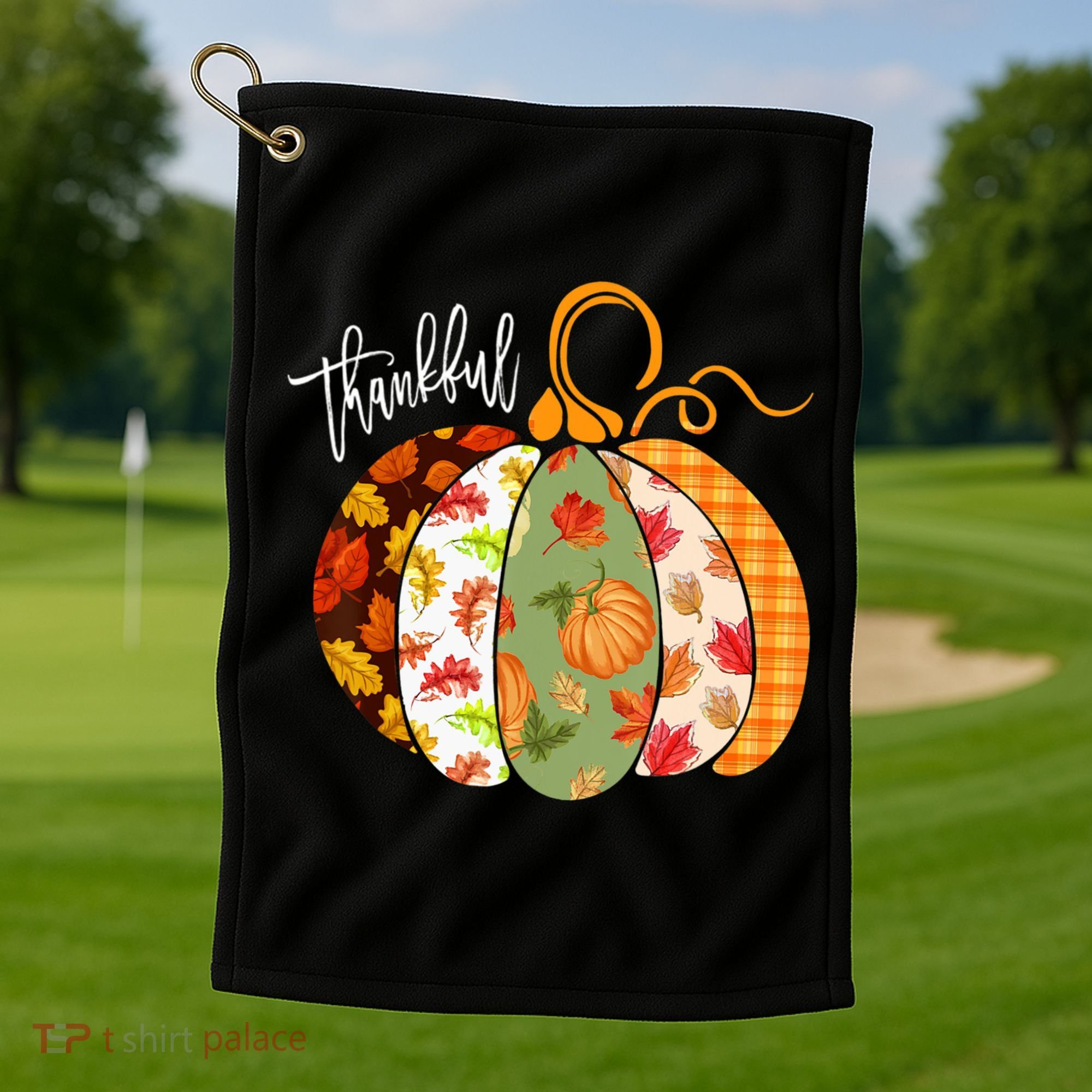 Thankful Pumpkin Fall Autumn Cute Halloween Golf Towel