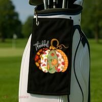 Thankful Pumpkin Fall Autumn Cute Halloween Golf Towel thumb 2