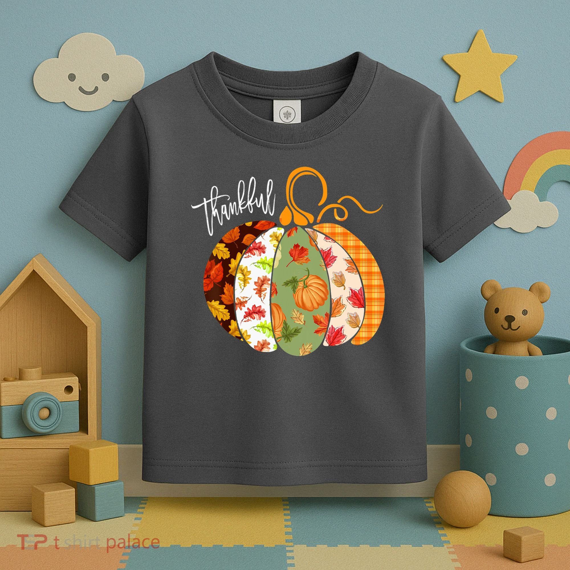 Thankful Pumpkin Fall Autumn Cute Halloween Toddler T-Shirt