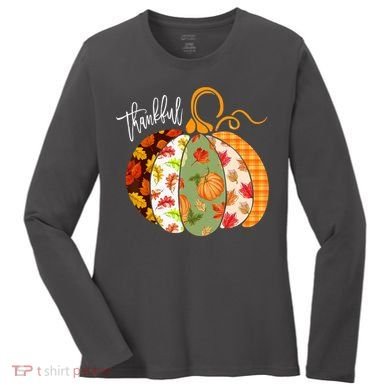 Thankful Pumpkin Fall Autumn Cute Halloween Women's Long Sleeve Shirt