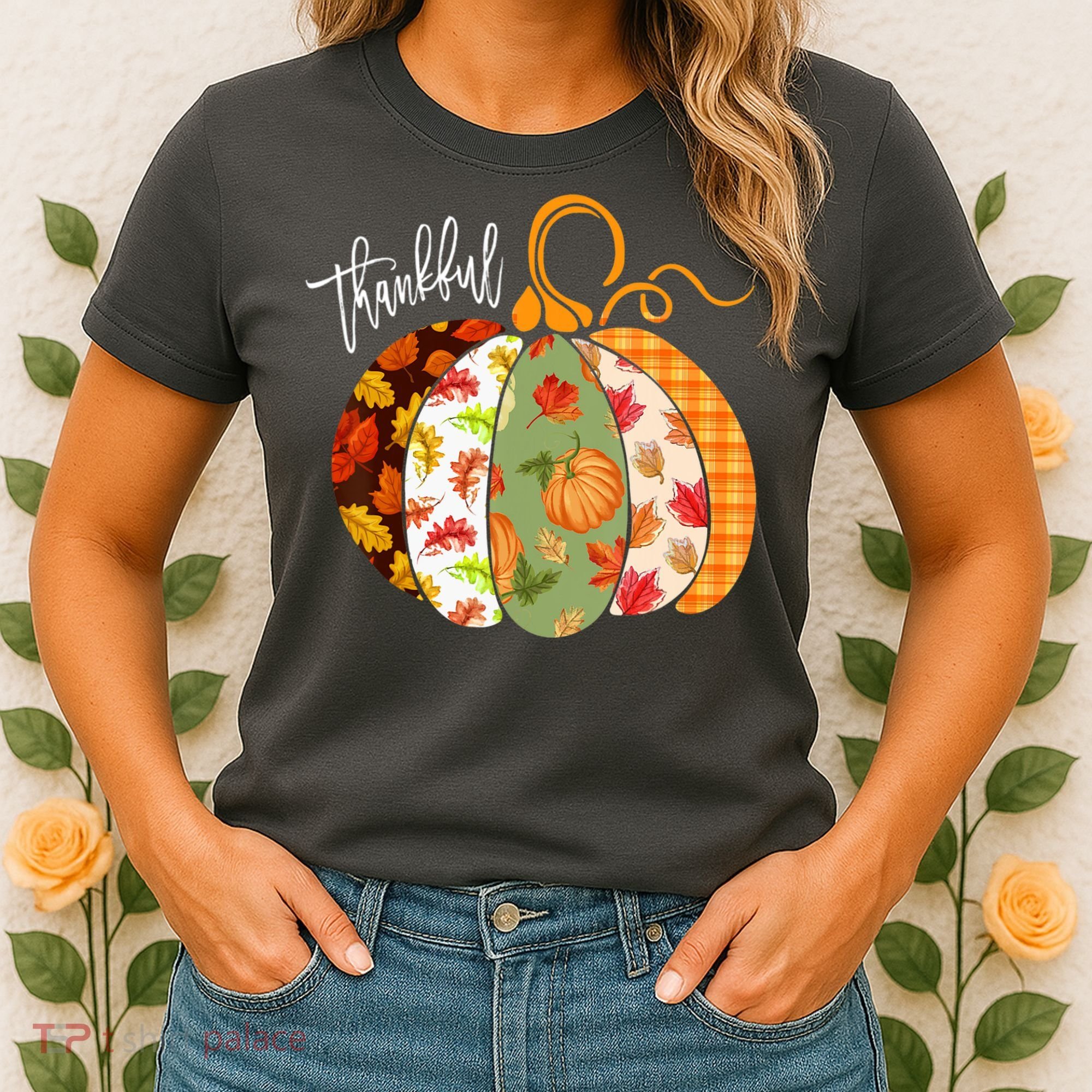 Thankful Pumpkin Fall Autumn Cute Halloween Women's T-Shirt