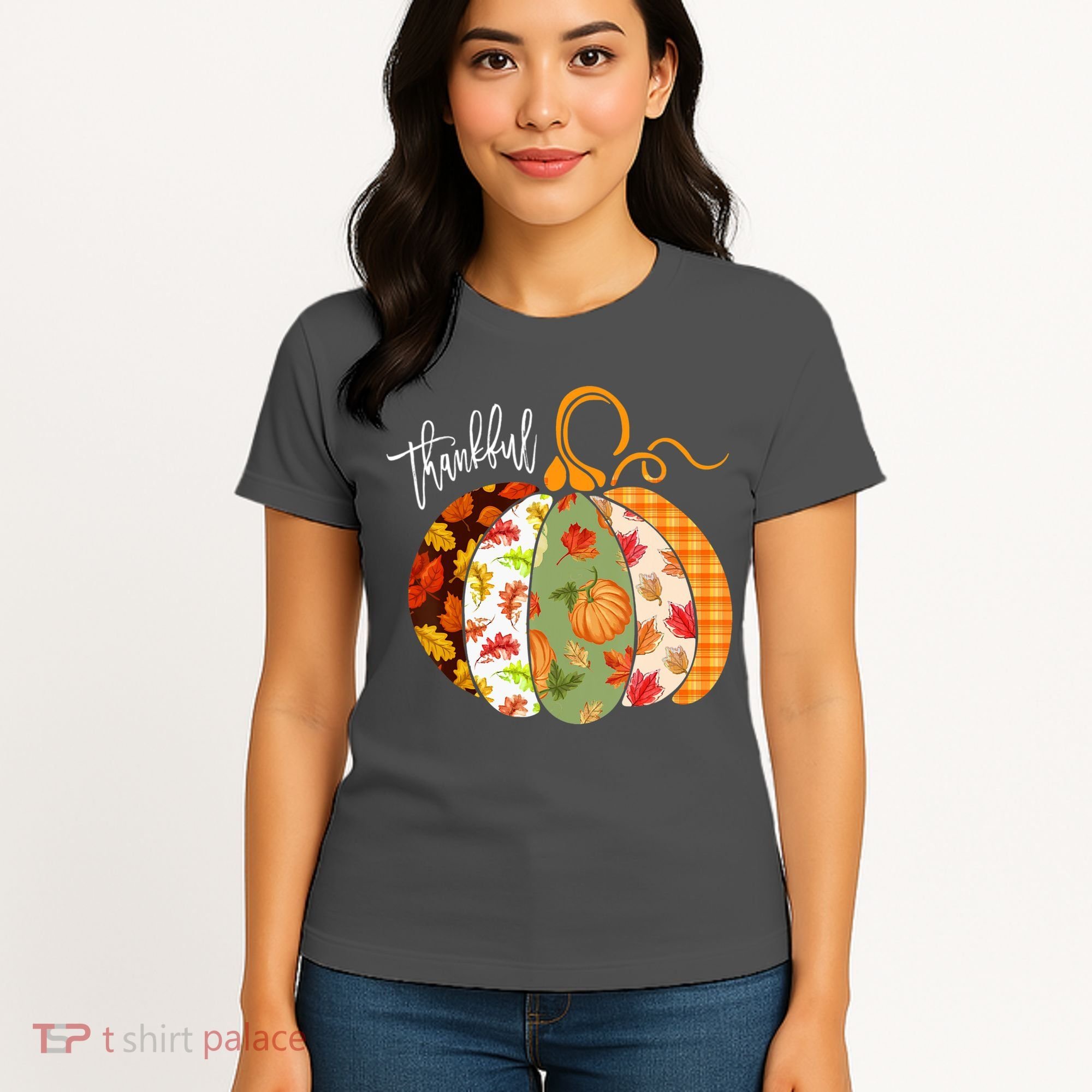 Thankful Pumpkin Fall Autumn Cute Halloween Women's T-Shirt