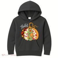 Thankful Pumpkin Fall Autumn Cute Halloween Kids Hoodie thumb 0
