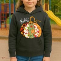 Thankful Pumpkin Fall Autumn Cute Halloween Kids Hoodie thumb 3