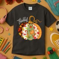 Thankful Pumpkin Fall Autumn Cute Halloween Kids T-Shirt thumb 3