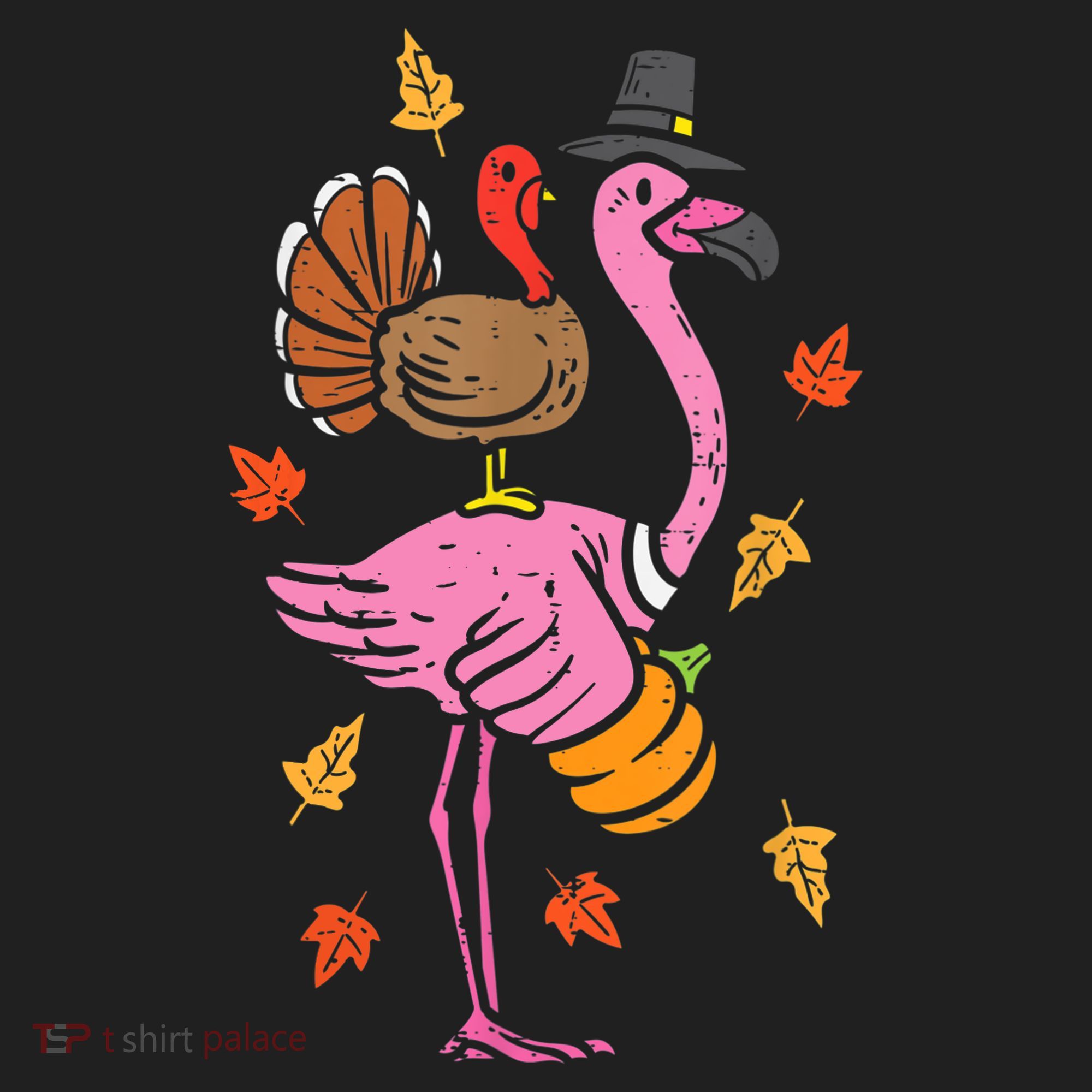 Turkey Pilgrim Flamingo Funny Thanksgiving Women's Sweatshirt