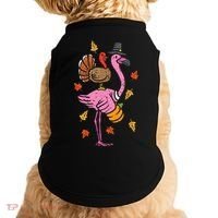 Turkey Pilgrim Flamingo Funny Thanksgiving Doggie Tank thumb 0