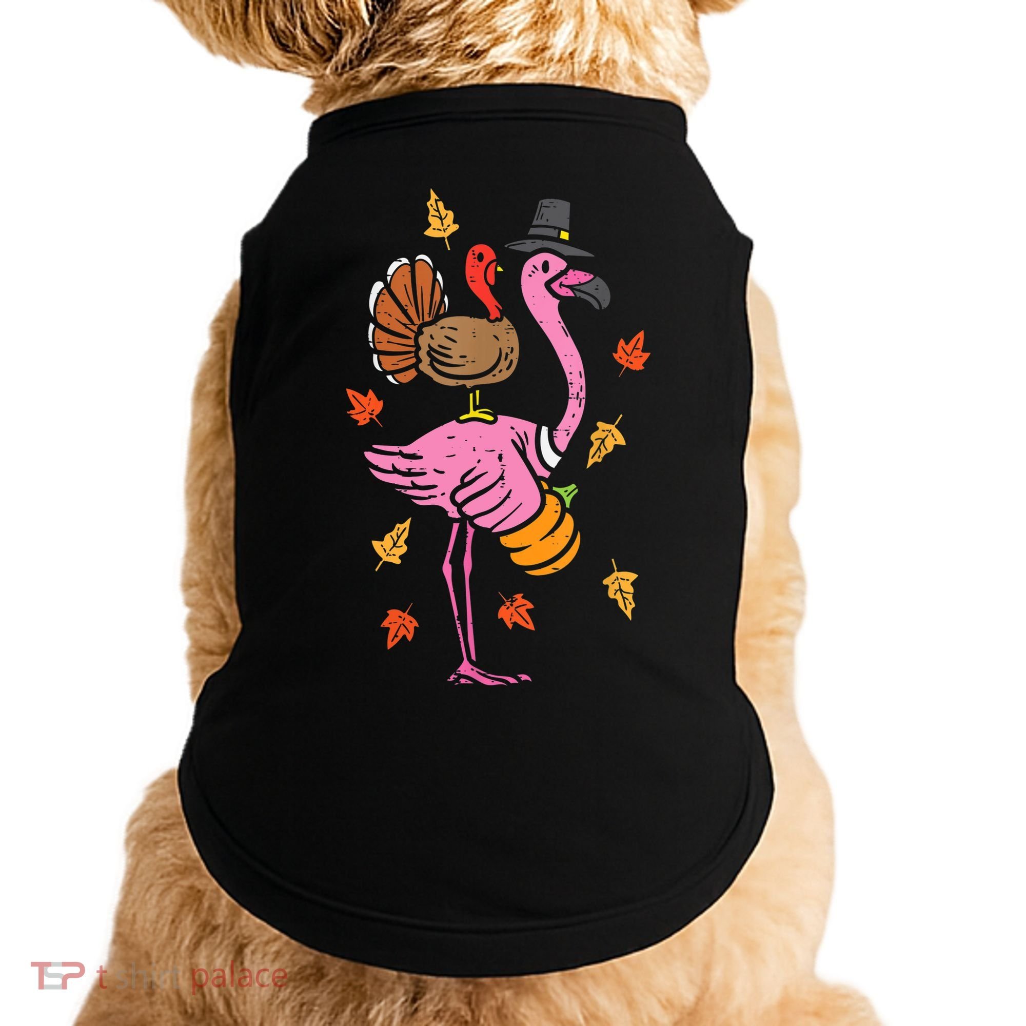 Turkey Pilgrim Flamingo Funny Thanksgiving Doggie Tank