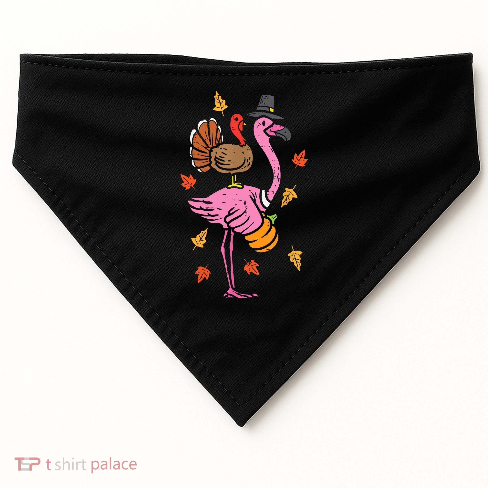 Turkey Pilgrim Flamingo Funny Thanksgiving USA-Made Doggie Bandana