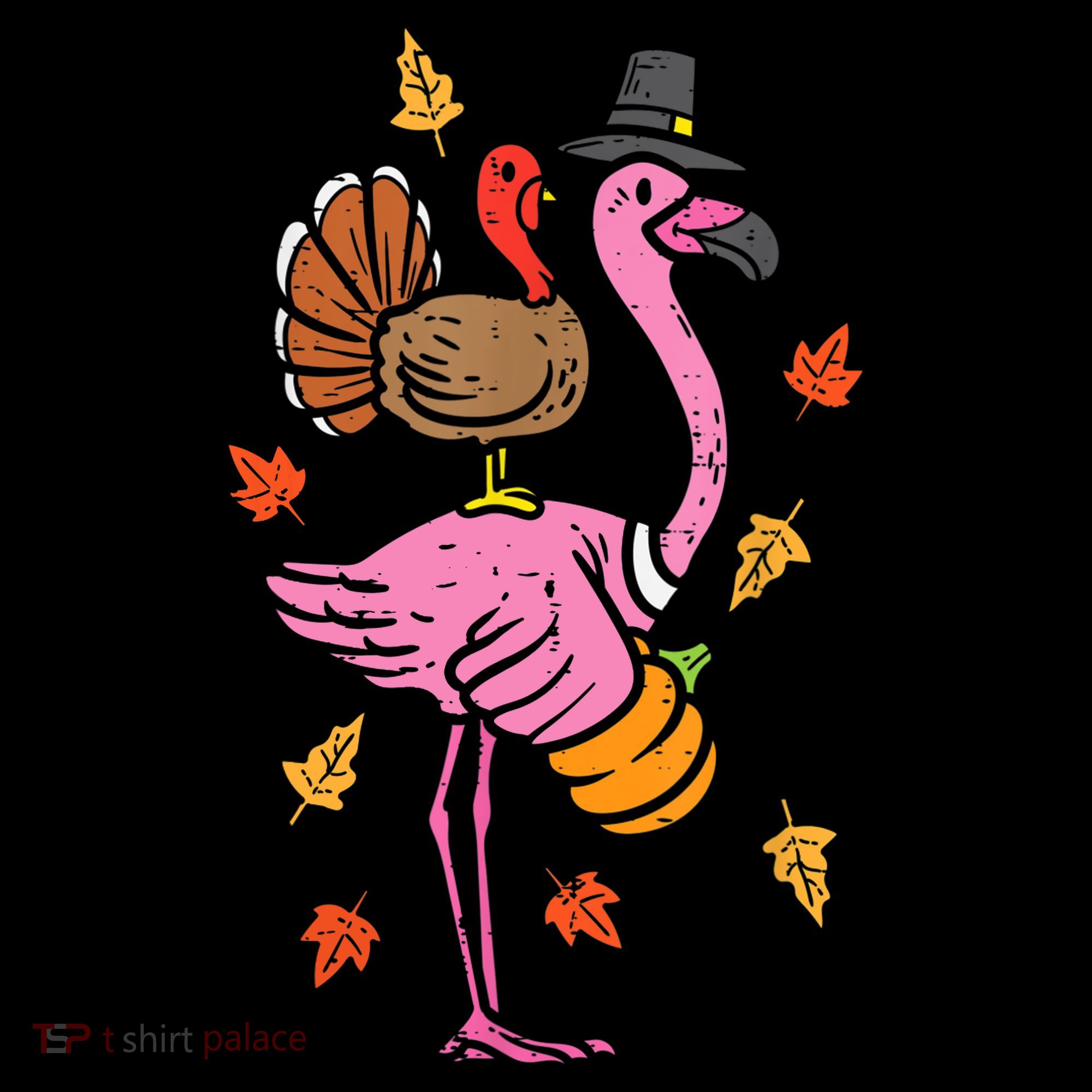 Turkey Pilgrim Flamingo Funny Thanksgiving USA-Made Doggie Bandana