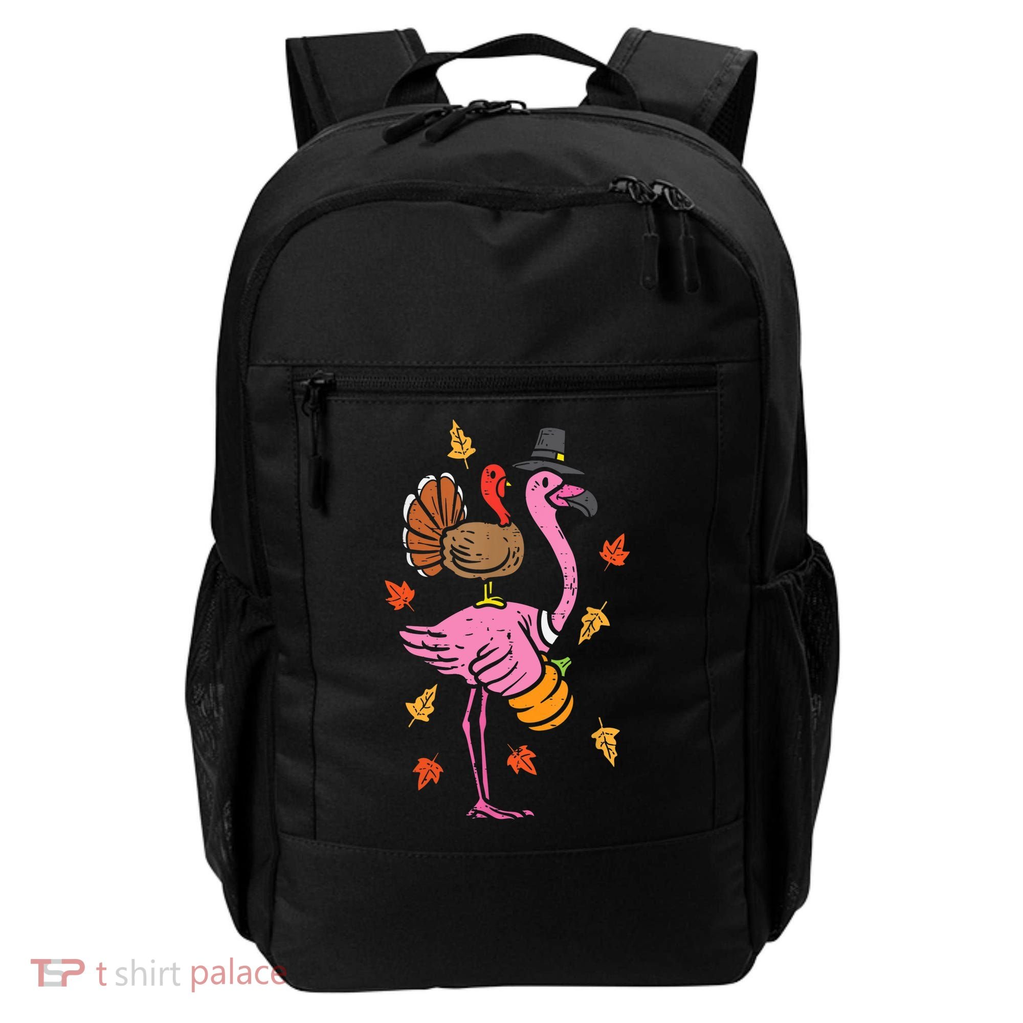 Turkey Pilgrim Flamingo Funny Thanksgiving Backpack