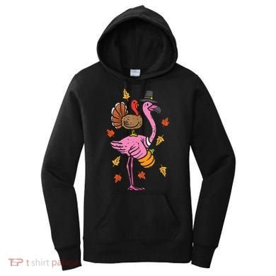 Turkey Pilgrim Flamingo Funny Thanksgiving Women's Hoodie