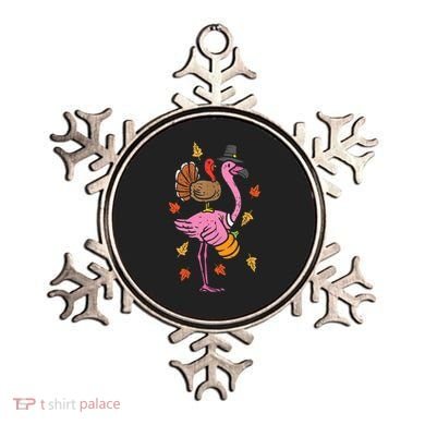 Turkey Pilgrim Flamingo Funny Thanksgiving Ornament