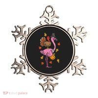 Turkey Pilgrim Flamingo Funny Thanksgiving Ornament thumb 0