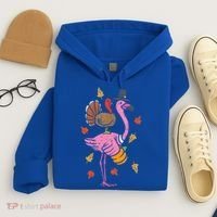 Turkey Pilgrim Flamingo Funny Thanksgiving Hoodie thumb 4