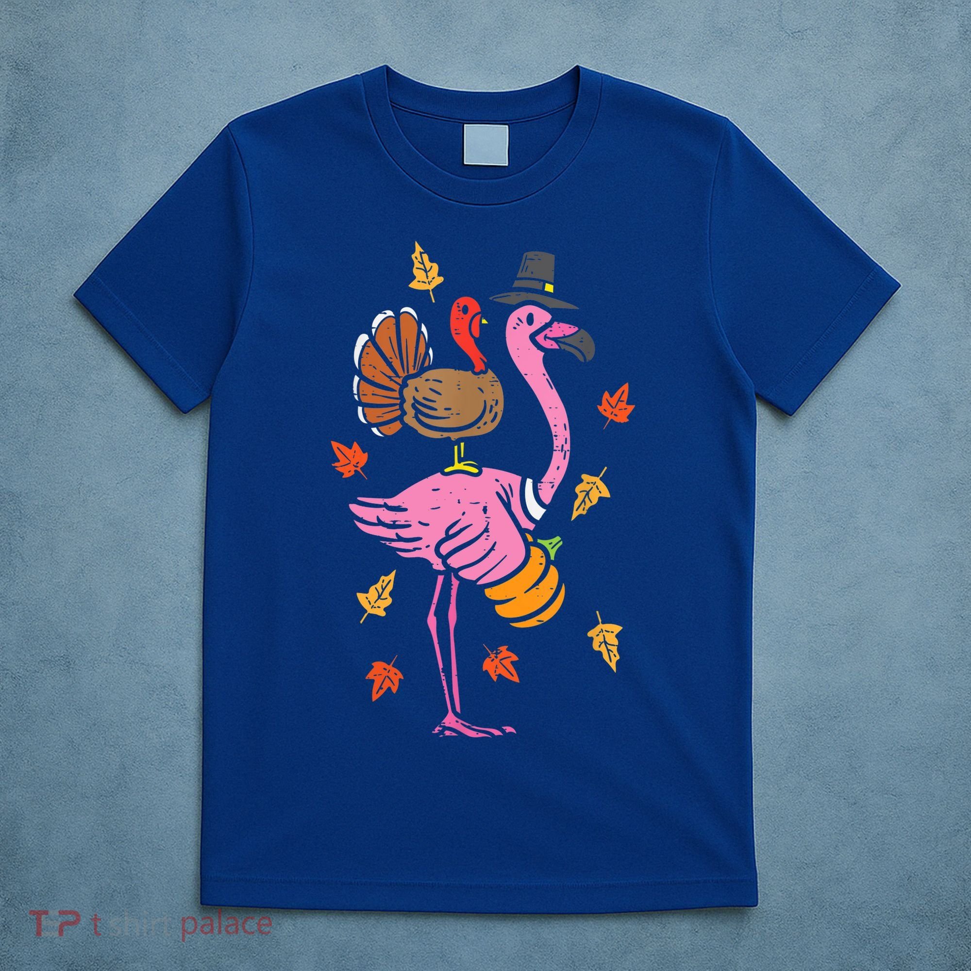 Turkey Pilgrim Flamingo Funny Thanksgiving T-Shirt
