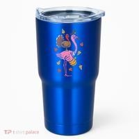 Turkey Pilgrim Flamingo Funny Thanksgiving Tumbler thumb 0