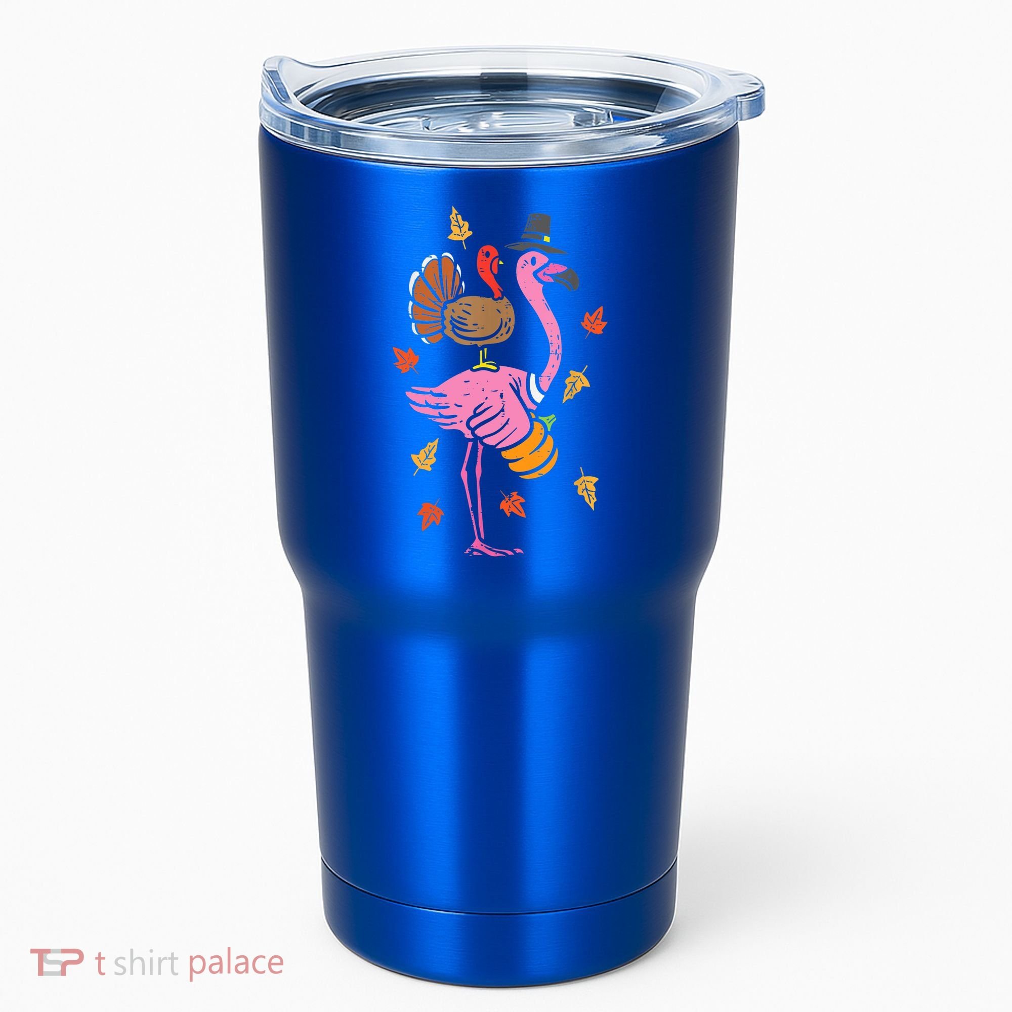 Turkey Pilgrim Flamingo Funny Thanksgiving Tumbler
