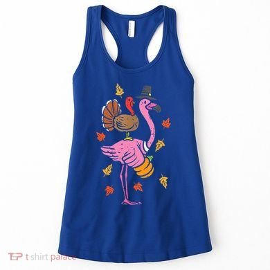 Turkey Pilgrim Flamingo Funny Thanksgiving Women's Tank Top