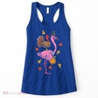 Turkey Pilgrim Flamingo Funny Thanksgiving Women's Tank Top thumb 0